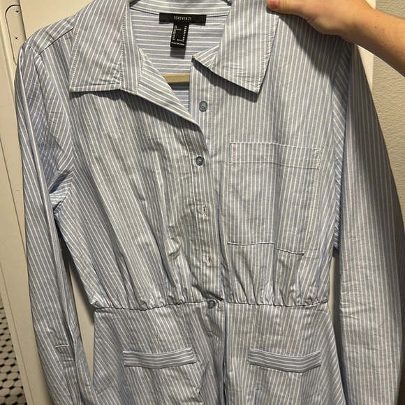 NWOT Pleated Pinstriped Poplin Mini Dress Size M - Picture 8 of 10